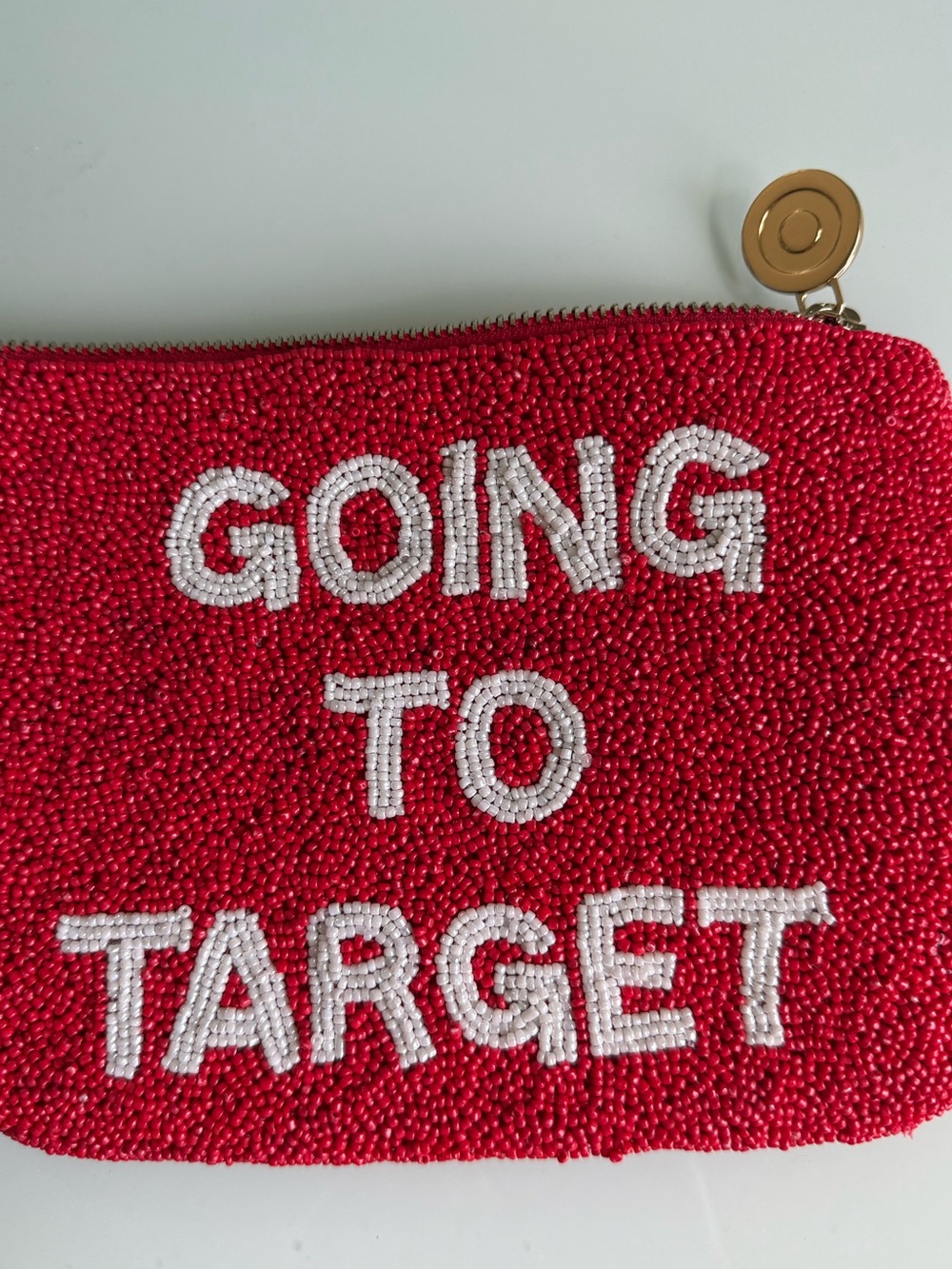 Kate Spade New York x Target red white beaded zippered pouch